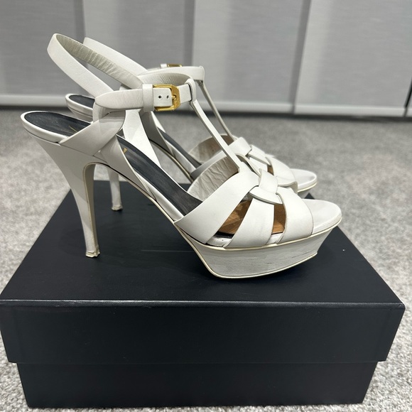 White Saint Laurent Tribute Sandals 75 *HARD TO FIND!* - Picture 6 of 11